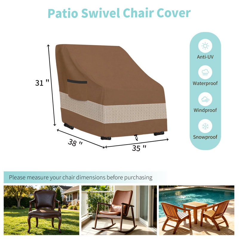 Housse imperméable pour chaise d'extérieur imperméable, H 31 po x l 35 po x P 38 po