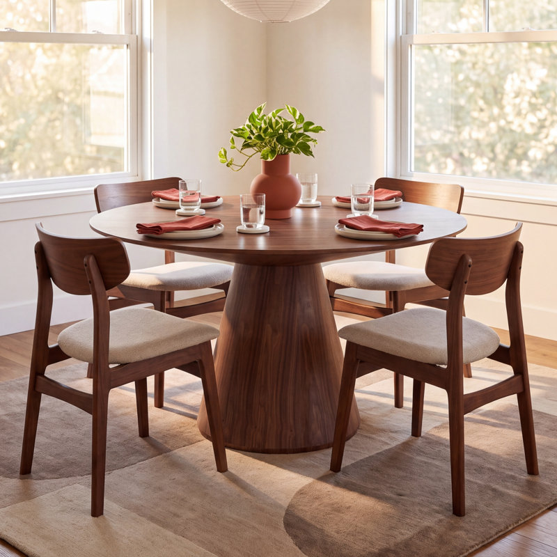 Royale Round Pedestal Dining Table, 29.5" H x 54" W x 54" D, Walnut