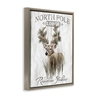 Cadre flottant Festive Winter Reindeer Lodge, design par Cat Thurman Designs