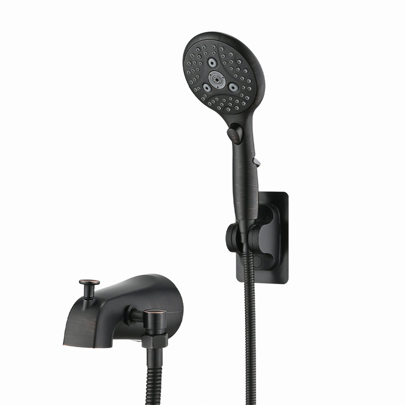 Bec de baignoire à inverseur relevable avec douche à main à 6 réglages (soupape brute non incluse)