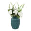 Cole et feuillage naturel en tissu gris avec feuilles vertes et vase rond en céramique