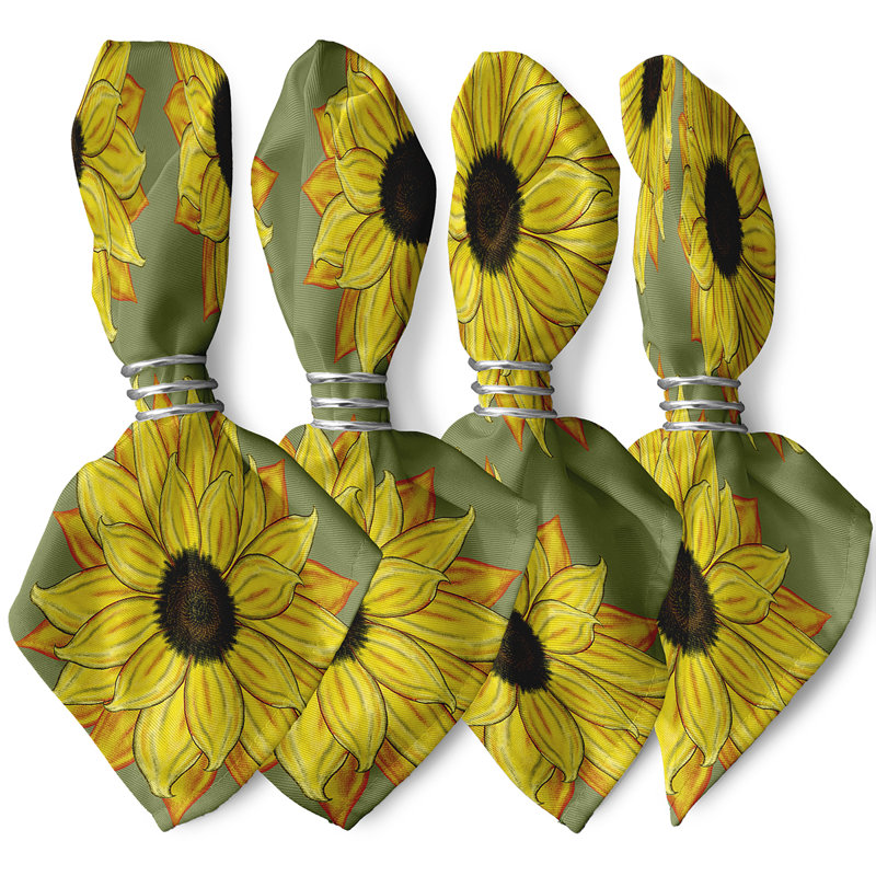 Vieux Polyester Floral Square Napkin, 18" W x 18" L, Green