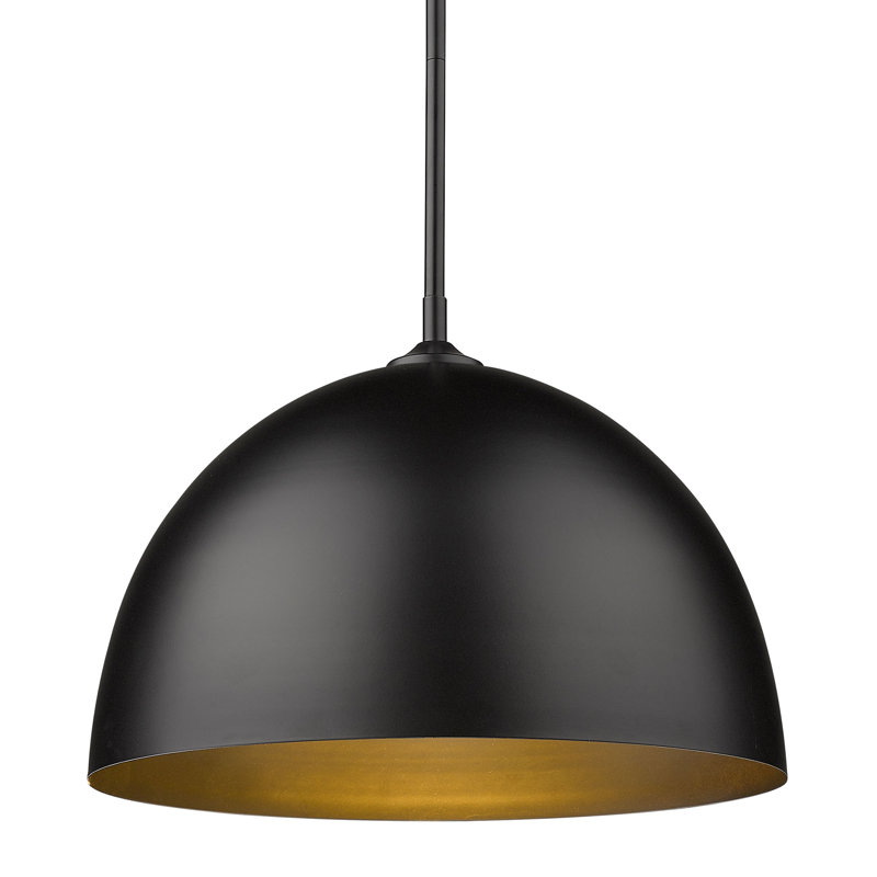 Luminaire suspendu en forme de dôme à 1 lumière Ringwood, Noir mat