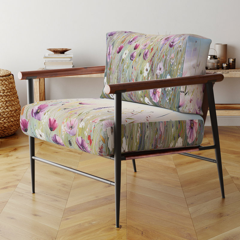 Chaise d'appoint rembourrée Wild Flowers Meadows III, Doré