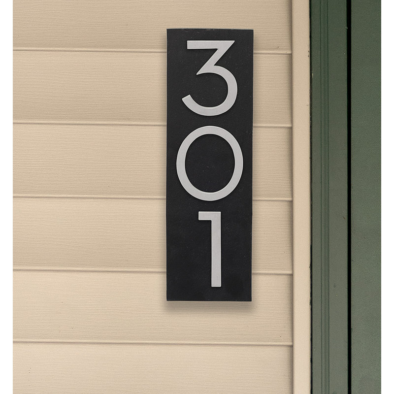 Floating 1-Line Wall Address Plaque, Hunter Green, Brushed Aluminum