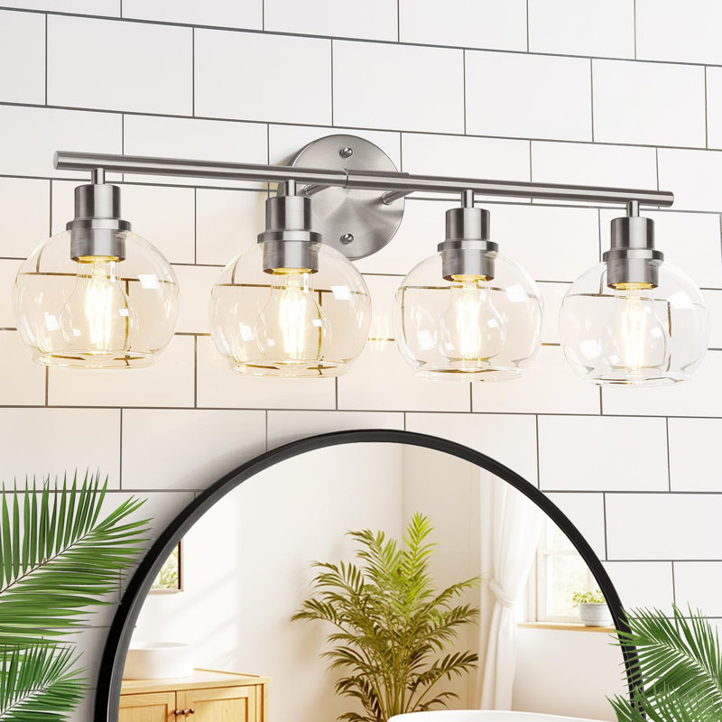 Luminaires de salle de bain 4 lumières (ampoules non incluses), Argent