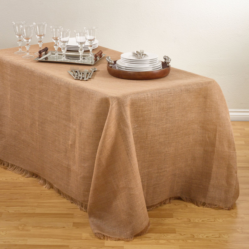Ayalur Burlap Tablecloth, 120" L x 90" W, Brown