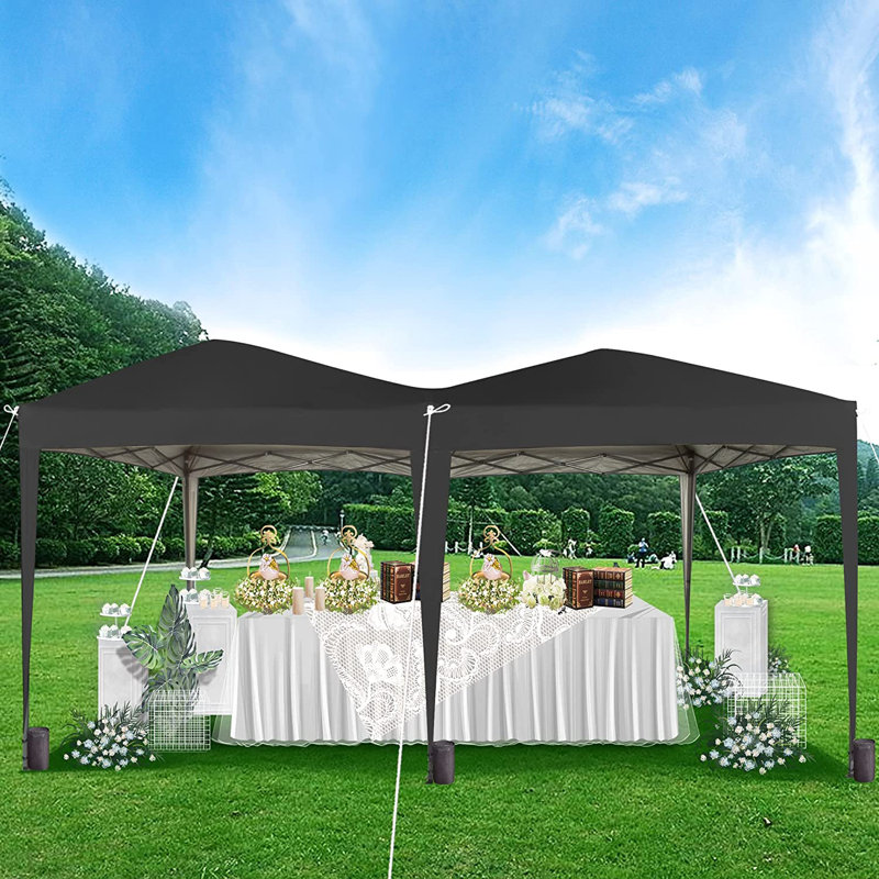 3m x 6m Metal Pop Up Gazebo, Black