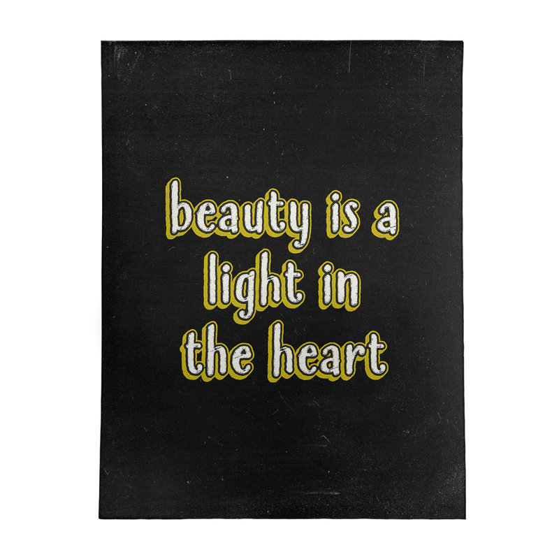 Tapis en polyester tableau noir style citation inspiration beauté, Rectangle 8 pi x 10 pi