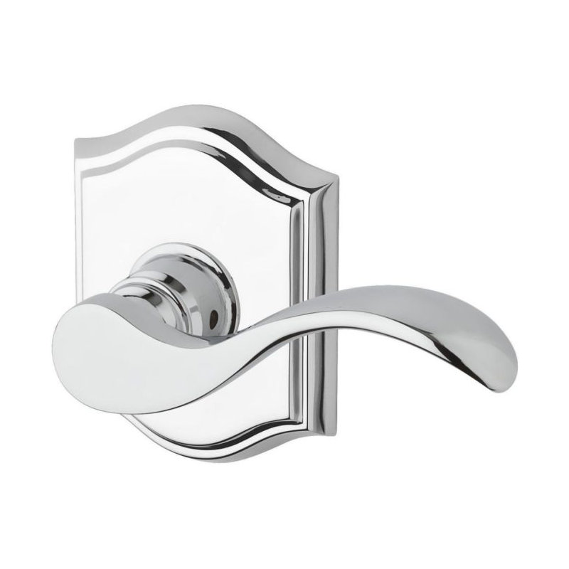 Curve Privacy Door Lever with Traditional Arch Rose, Bright Chrome