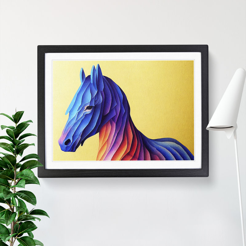 Horse Vol.1 Abstract - Single Picture Frame Print, 34cm H x 46cm W x 2cm D, Black Framed