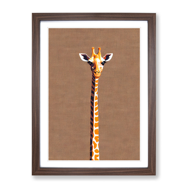 Skinny Giraffe - Framed Print, 64cm H x 46cm W x 2cm D, Walnut