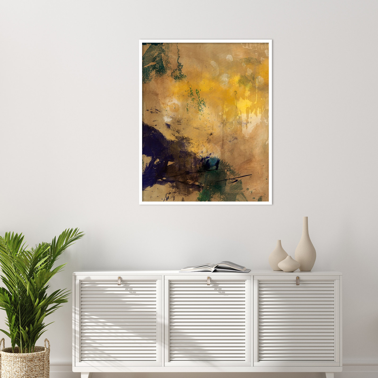 Amber Haze II by Flagler Wood Framed Wall Art Print, 41" H x 33" W, White