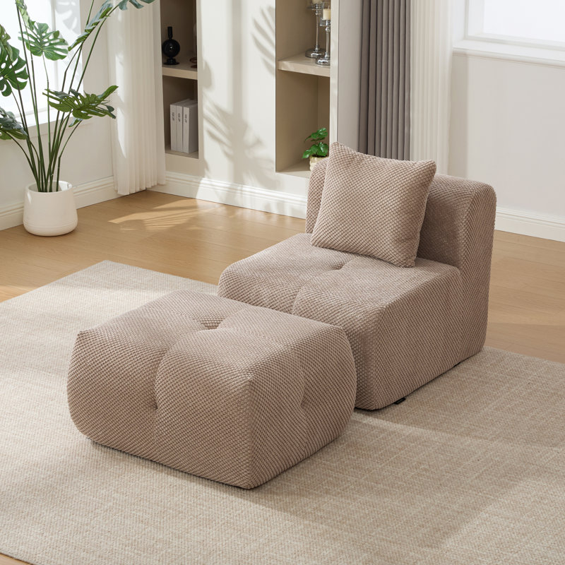 Fauteuils d'appoint infonuagiques avec repose-pieds, 77,5 cm, polyester taupe, style salon moderne