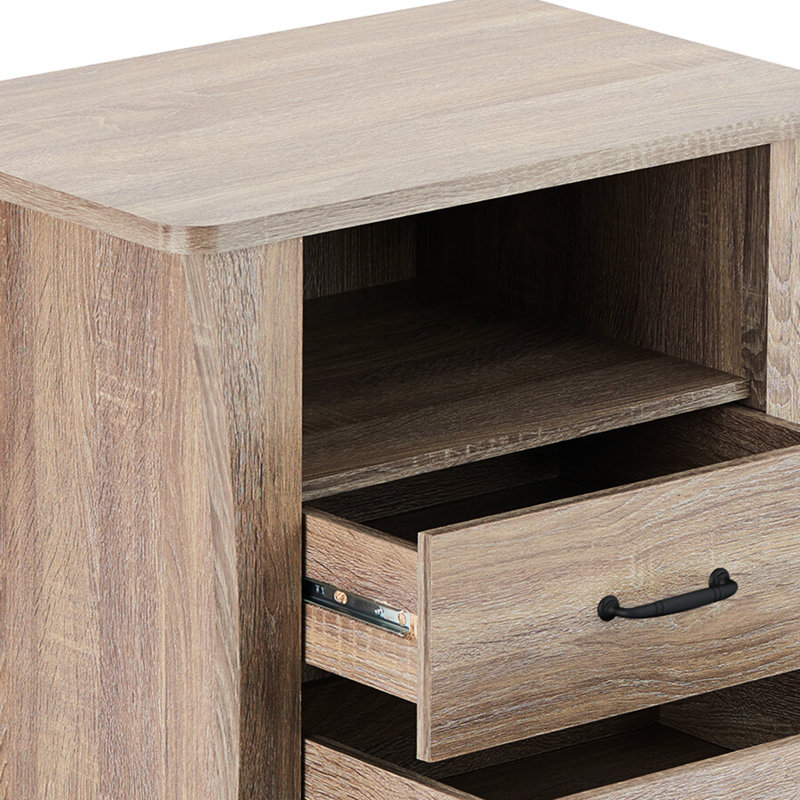 Table d'appoint en bois avec pieds fuselés et 2 tiroirs, Naturel, H 24,67 po x L 15,59 po x l 24,12 po