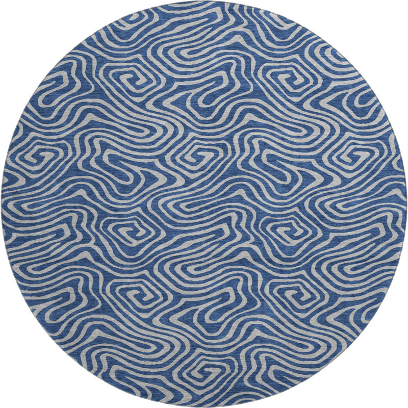 Premium Machine Washable Diskin AMF1031 Swirls Rug, Round 8'