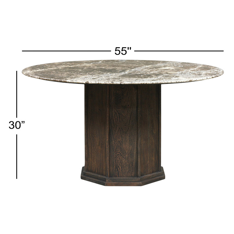 Pavlo Dining Table-Brown Marble, 30”H x 55”L x 55”W