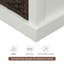 Banc de rangement rustique avec trois paniers en rotin amovibles et coussin