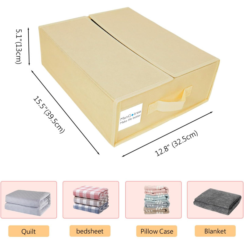 Bed Sheet Organisers, Foldable Bedding Storage Box, 4 Pack Space Saving Underbed Storage Bags For Closet, Bedding Covers, Blankets, Clothes