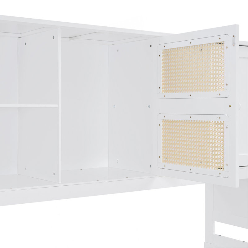 Wooden Daybed With Twin Size Trundle, And All-In-One Cabinet And Shelf, Twin, White
