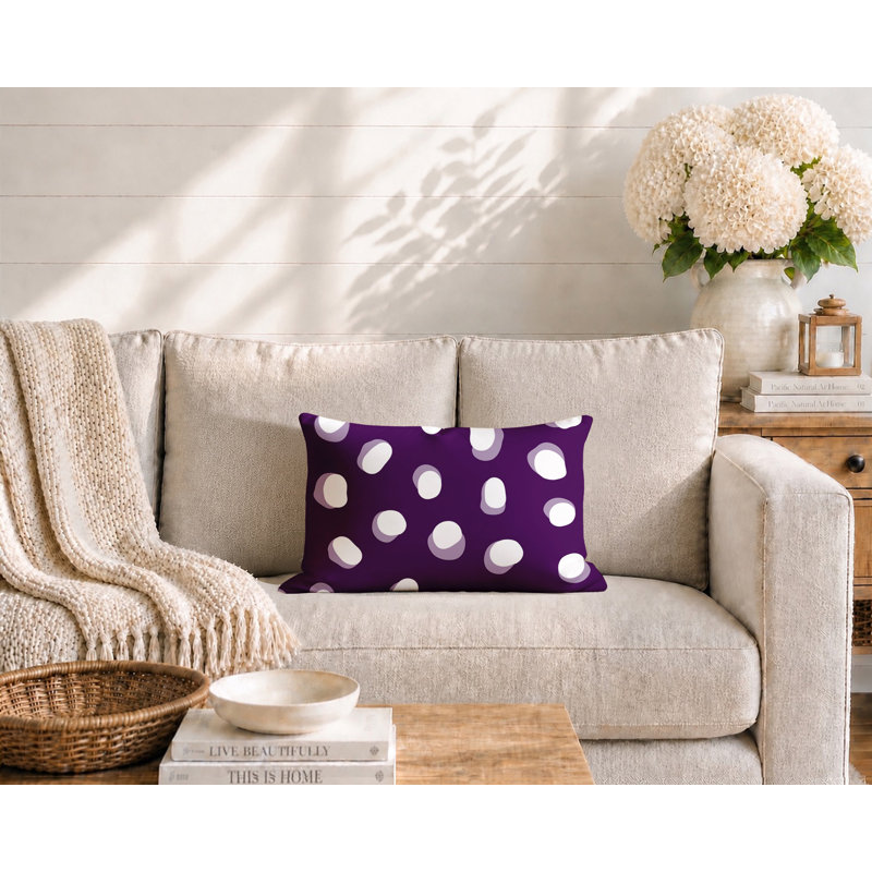 Oreiller réversible intérieur / extérieur Jayi Spots, 25 x 18, Mauve