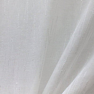 Zeek Fabric | Zig Zag Metallic Embroidered Sheer Fabric | Color White