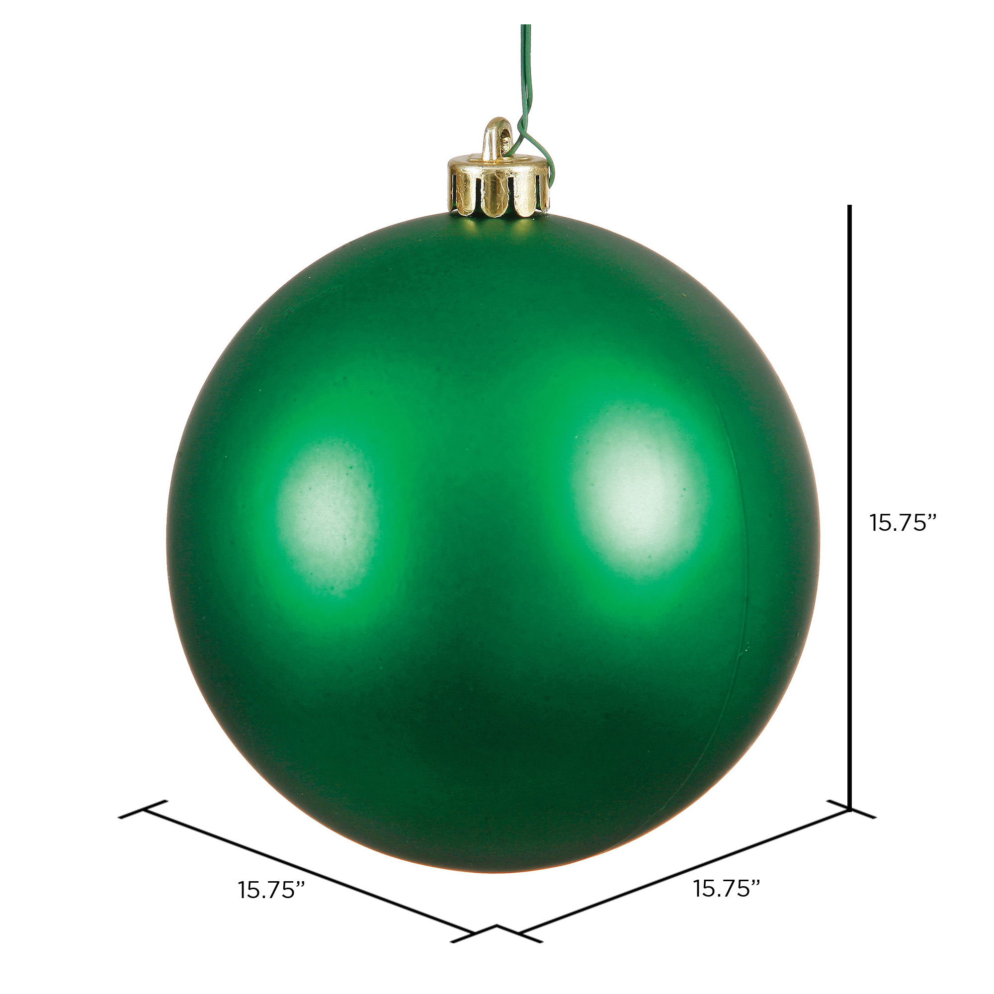 Holiday Décor Ball Ornament, Green, 15.75" H x 15.75" W x 15.75" D