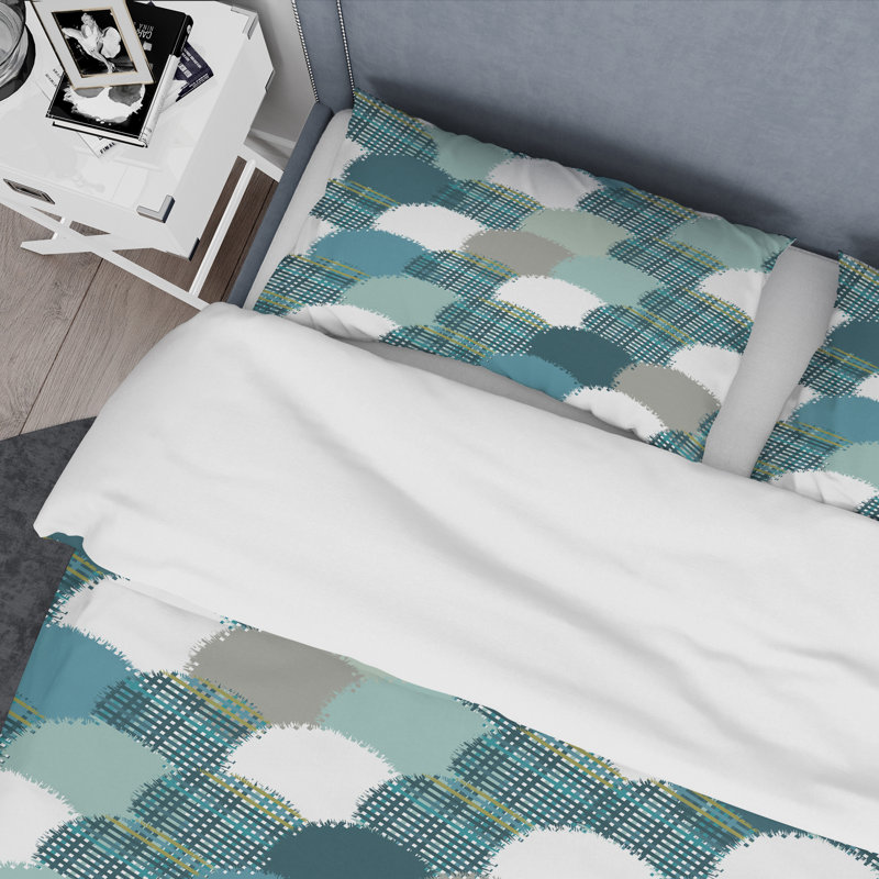 Ensemble de housse de couette en microfibre vert / blanc 2 pièces, Housse de couette double / grand + 2 taies décora