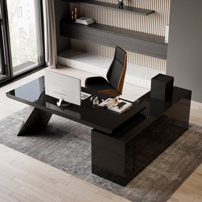 Sherria 70.9" L-Shape Desk Modern Drawers Cabinet Large Office Computer Desk