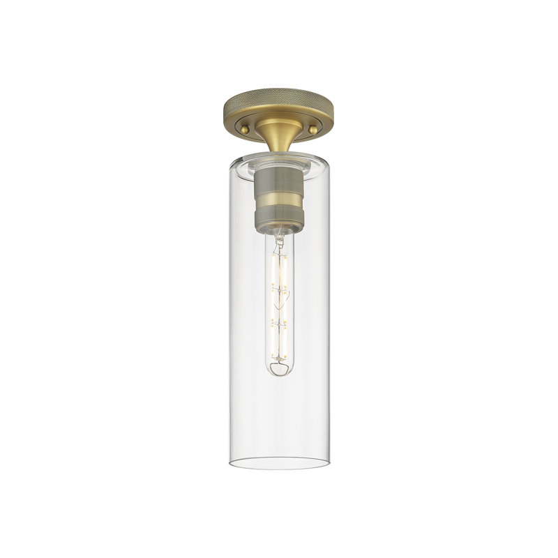 Crown Point 1 Light Flush Mount, Brushed Brass, Clear, 15" H x 4.5" W x 4.5" D