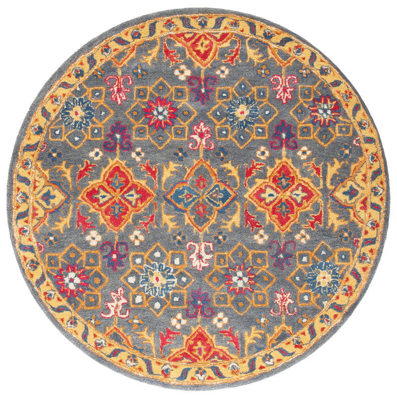 Tapis oriental en laine touffeté à la main Wahcheechee, Rond 6 pi