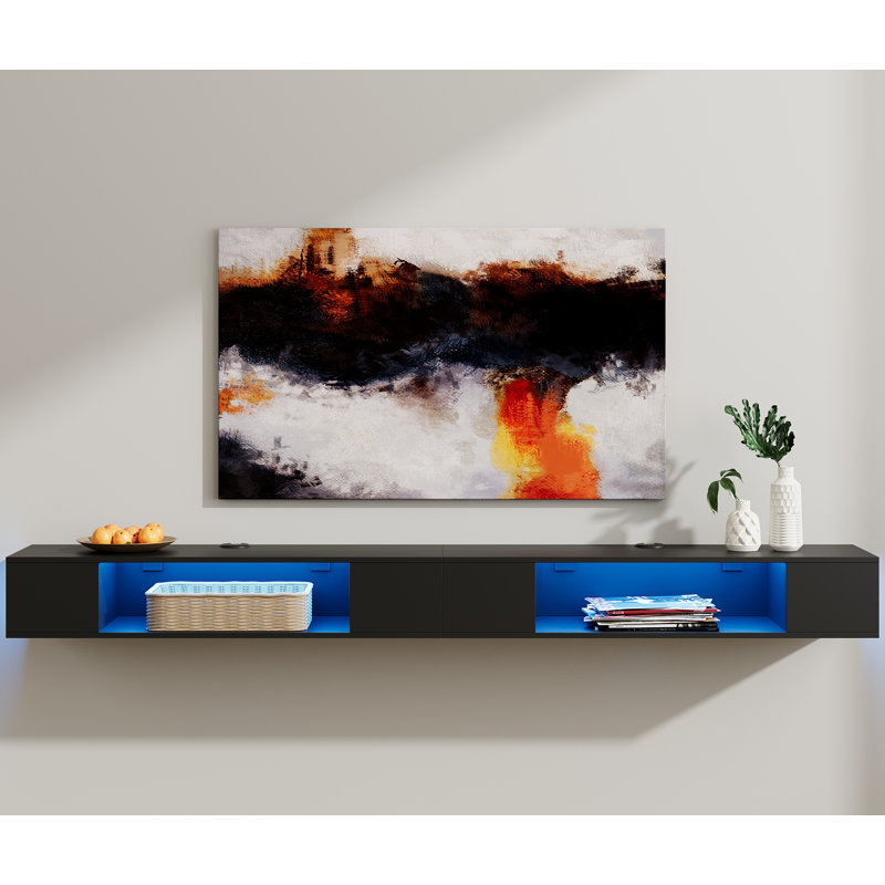 Argil Unfinished Floating Entertainment Center for TVs up to 85", Black/Blue