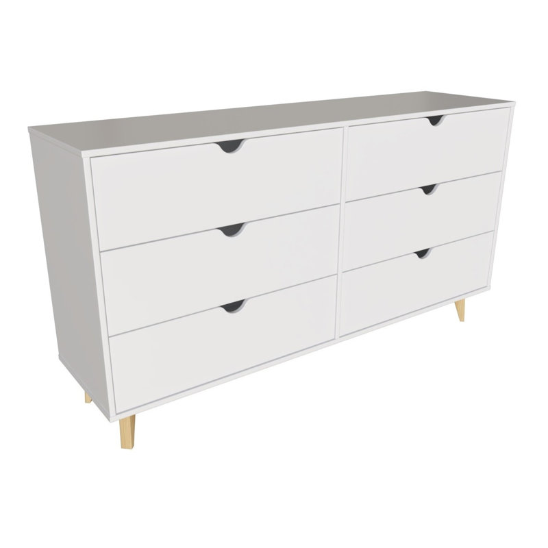 Commode double 6 tiroirs l 59 po, Blanc