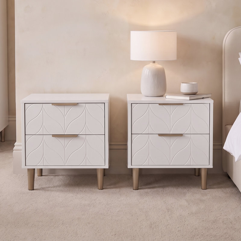 Adams Bedside Table, White, Set of 2