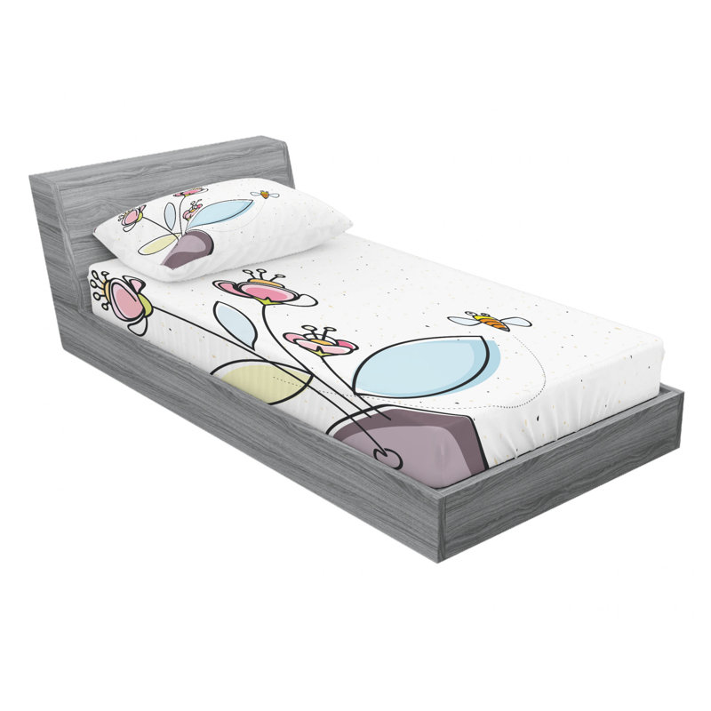 Microfiber Floral Sheet Set, Twin XL Sheet Set with Fitted Sheet