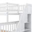 Lit simple superposé au-dessus d'un lit double avec lit gigogne et escalier, blanc - Enchantement peu encombrant, coffre-fort, assemblage facile et utilisation efficace de l'escalier-1320565218-1320565228