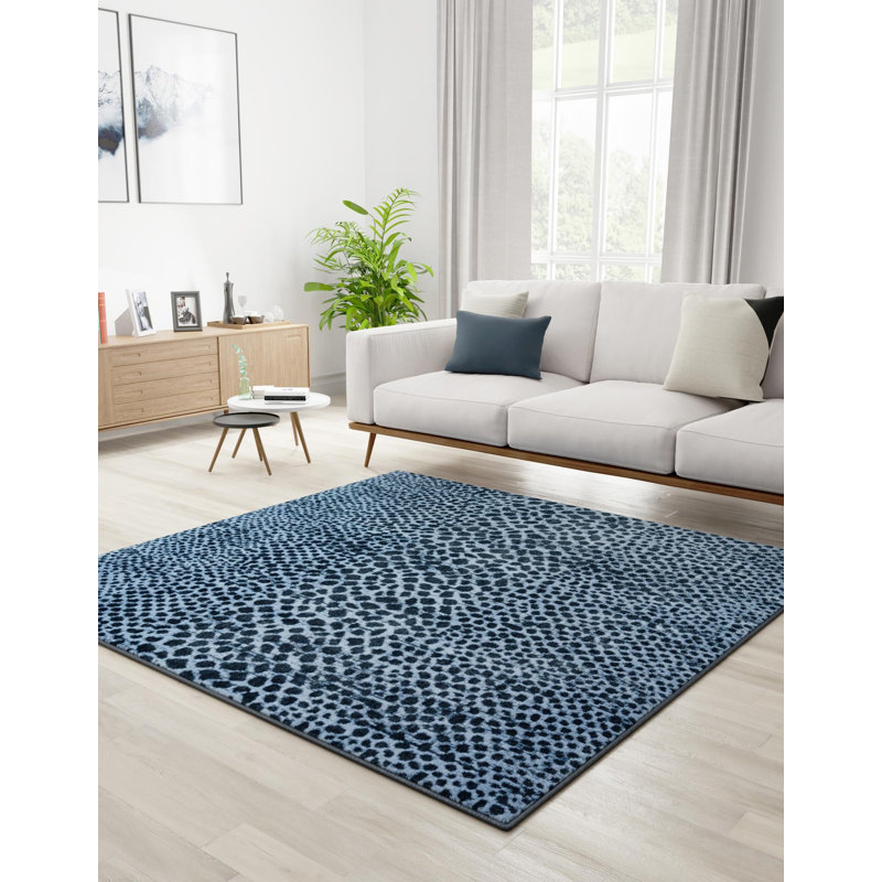 Tapis oriental bleu Angeliya, Carré 5 pi