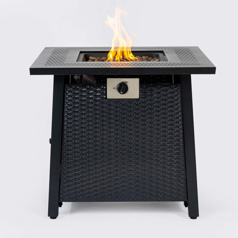 28-Inch Iron Square Propane Fire Pit Table