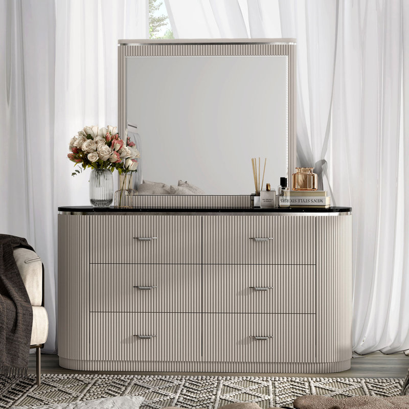 Commode 6 tiroirs avec miroir Godrick