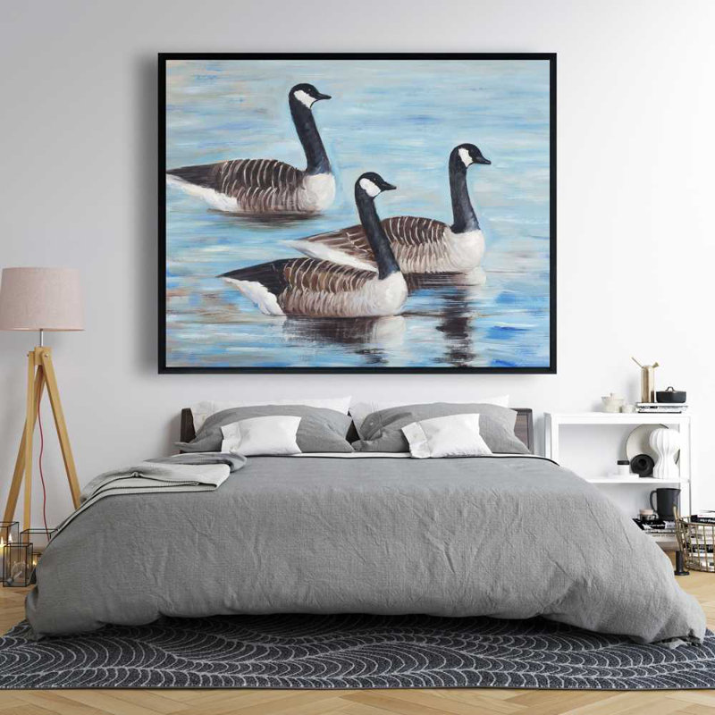 Bernache du Canada dans l'eau - Toile encadrée côtière «Man Cave»
