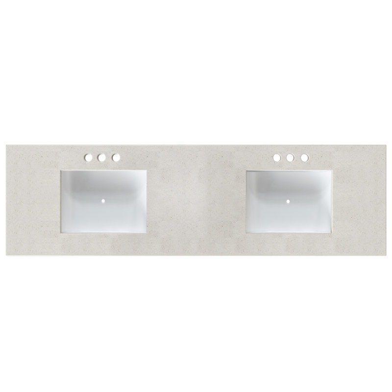 MagickWoods 67 In. W X 22 In. D Cultured Marble Rectangular Undermount Double Basin Vanity Top In Antique White