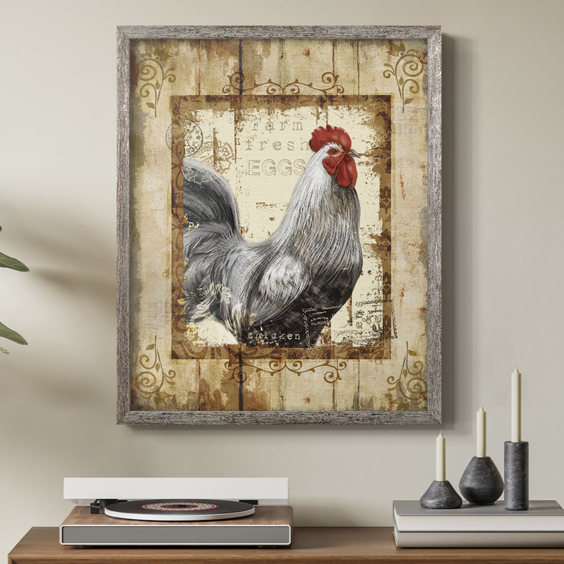 «Farm Fresh Rooster», reproduction encadrée - bois massif, H 30 po x l 24 po