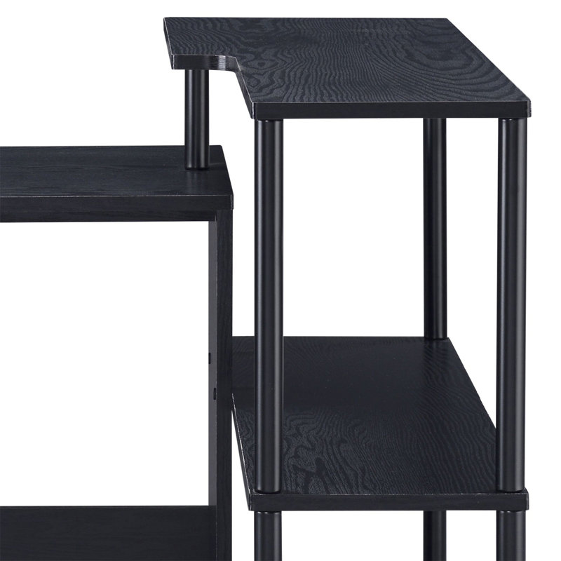 Bureau d'écriture en L Gibson avec tablette latérale à 3 niveaux, Noir