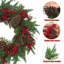 Couronne de Noël artificielle 22 pi pour porte d'entrée avec aiguilles de pin, baies rouges, grosses pommes de pin, décorations de Noël