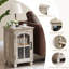 Ensemble de commode et table de chevet 5 tiroirs, mobilier de chambre en bois de ferme avec station de charge et colonne romaine pour la chambre à coucher, le salon et le couloir-133665154