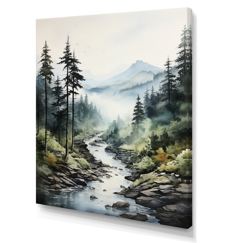 Mysterious Misty Mountain Morning II sur impression sur toile, H 40 po x l 30 po x P 1,5 po, Toile tendue