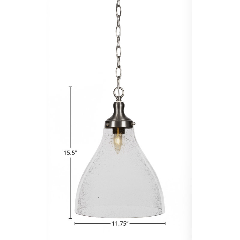 Luminaire suspendu à chaîne Juno avec verre 11,75 po, Nickel brossé, Clair