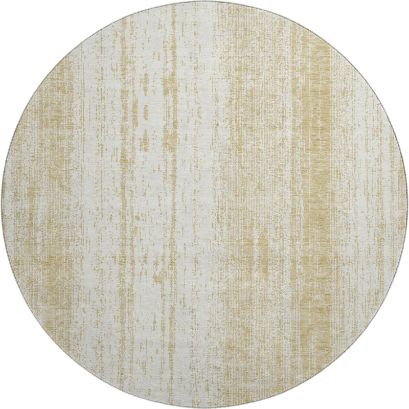 Premium Machine Washable Prisco Gold Rug, Round 8'