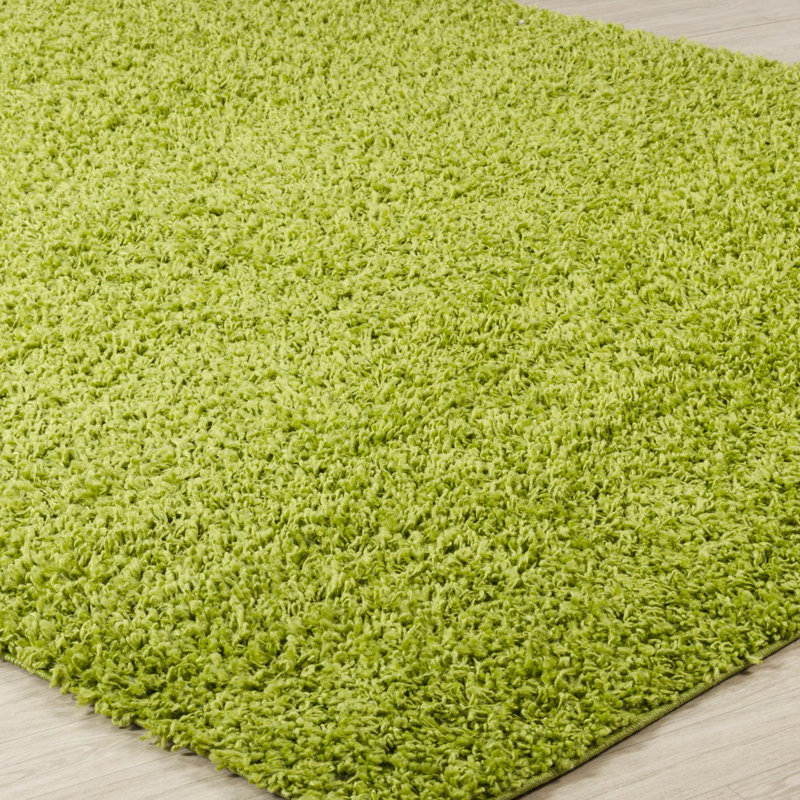 Apple Green Modern Shaggy Rug, Plain Stain Resistant Easy to Clean Rug For Living Room, Dining Room, Bedroom, Kitchen