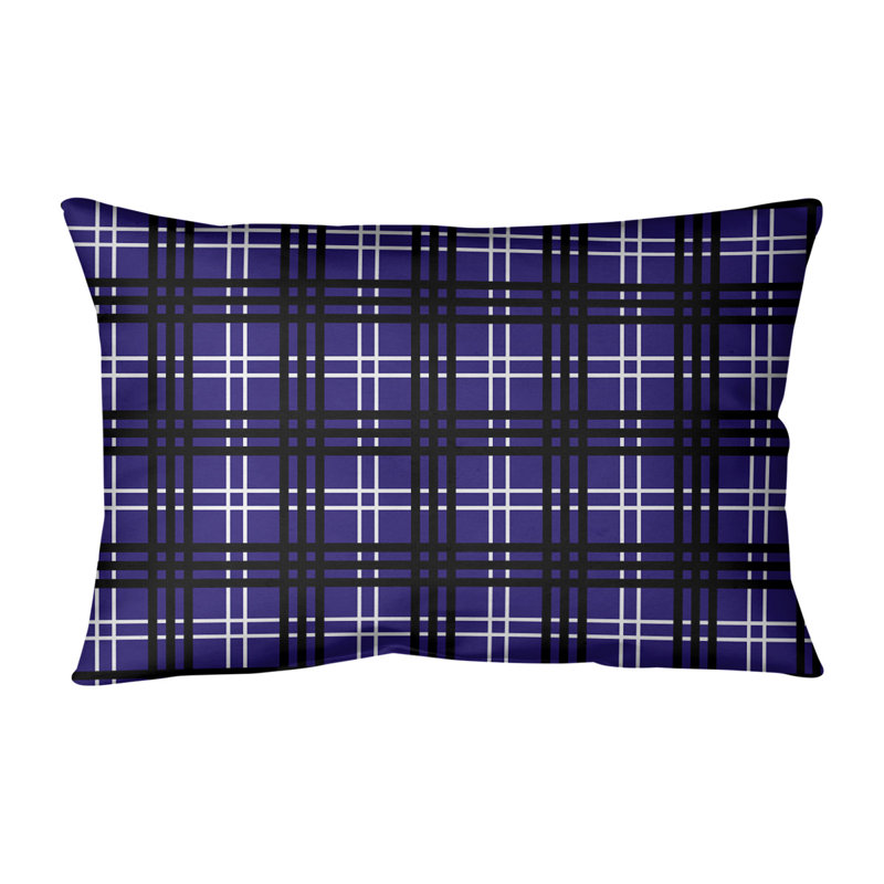Housse de coussin rectangulaire de luxe Baltimore/insert, Mauve / blanc / noir, Polyester sergé